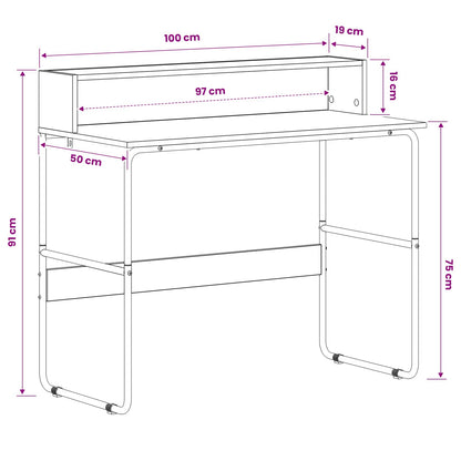 Bureau met opbergruimte Artisanaal eiken 100 x 50 x 91 cm