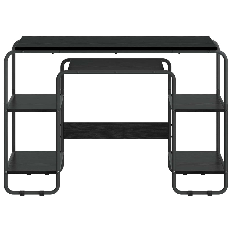 Bureau met opbergruimte Zwart eiken 113.5 x 52 x 75.5 cm