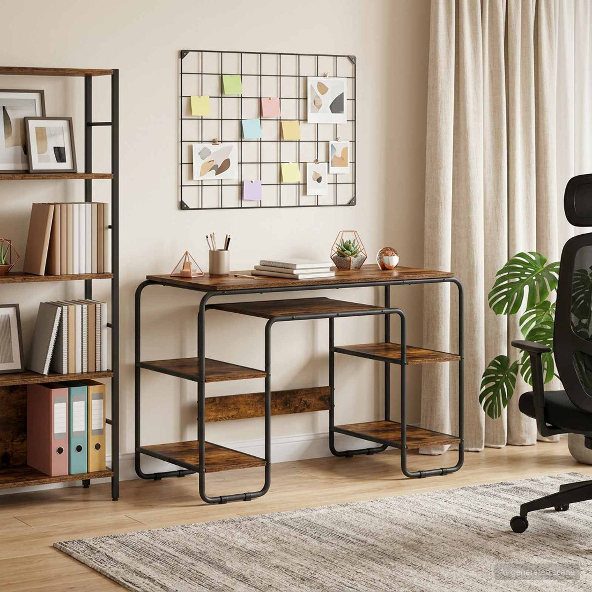 Bureau met opbergruimte Gerookt eiken 113.5 x 52 x 75.5 cm