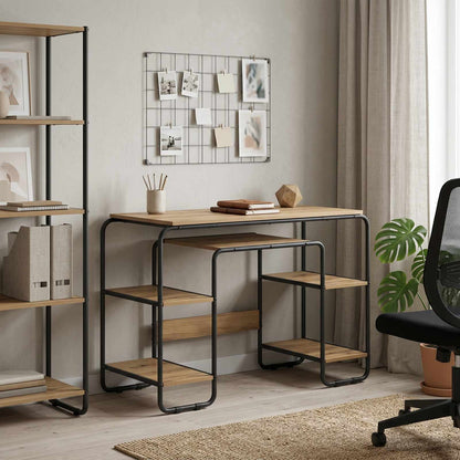 Bureau met opbergruimte Artisanaal eiken 113.5 x 52 x 75.5 cm