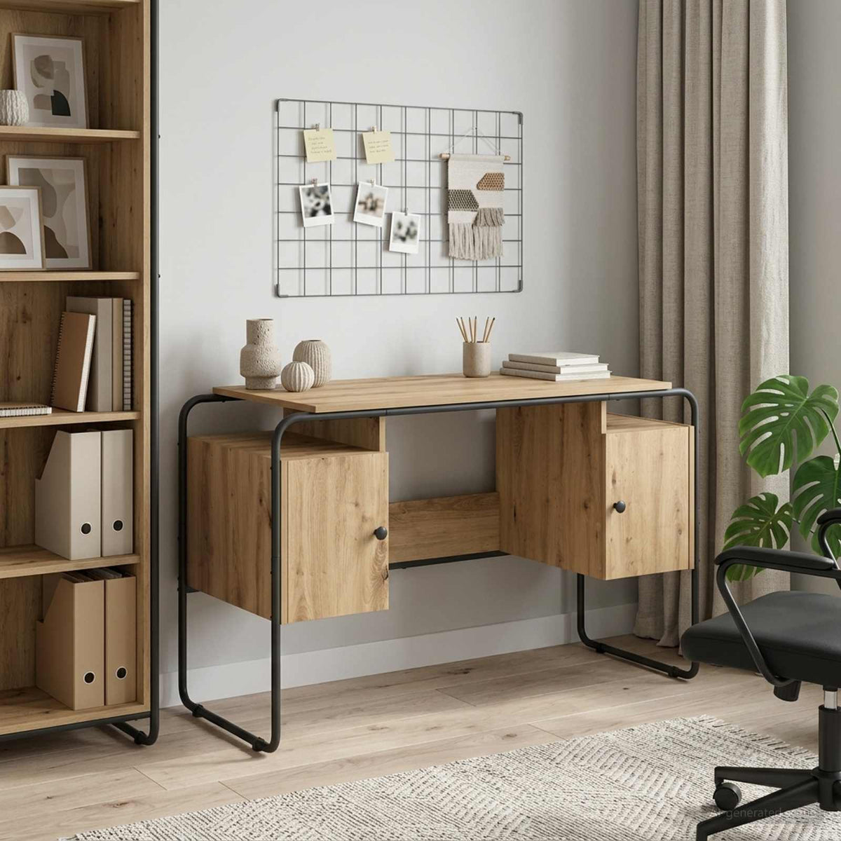 Bureau met opbergruimte Artisanaal eiken 120 x 50.5 x 75.5 cm