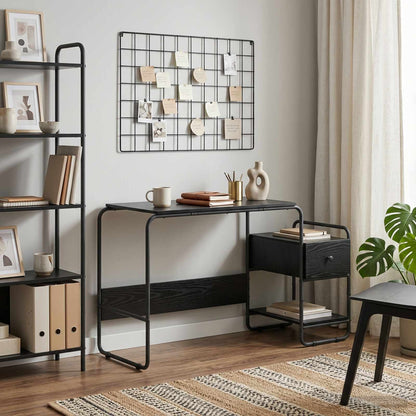 Bureau met opbergruimte Zwart eiken 131,5 x 50 x 75,5 cm