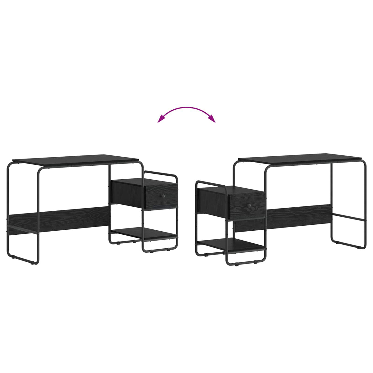 Bureau met opbergruimte Zwart eiken 131,5 x 50 x 75,5 cm