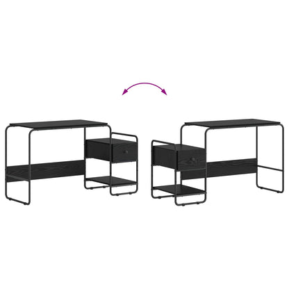 Bureau met opbergruimte Zwart eiken 131,5 x 50 x 75,5 cm