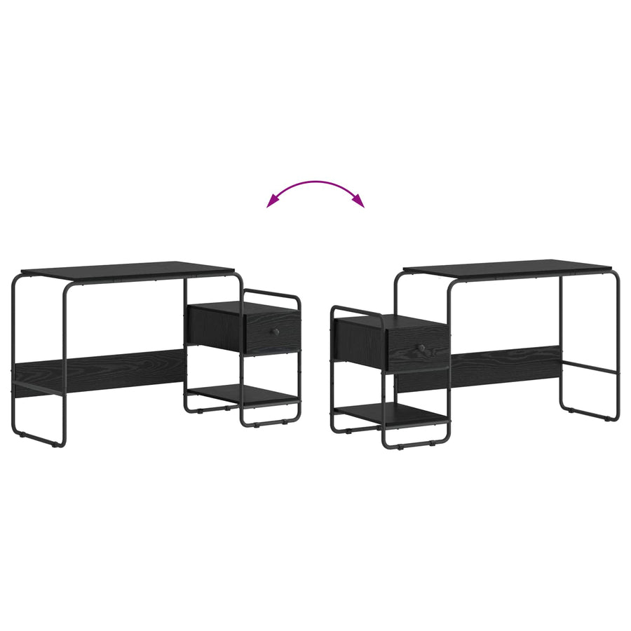 Bureau met opbergruimte Zwart eiken 131,5 x 50 x 75,5 cm