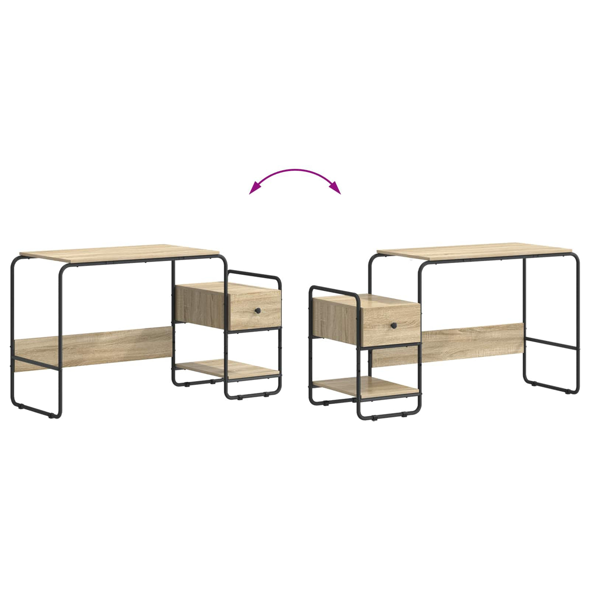 Bureau met opbergruimte Sonoma Eiken 131,5 x 50 x 75,5 cm