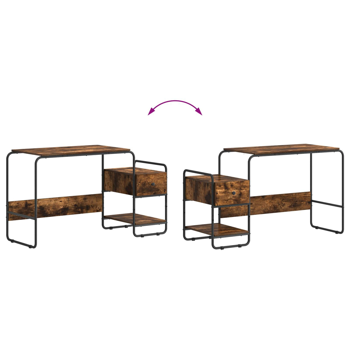 Bureau met opbergruimte Gerookt eiken 131,5 x 50 x 75,5 cm
