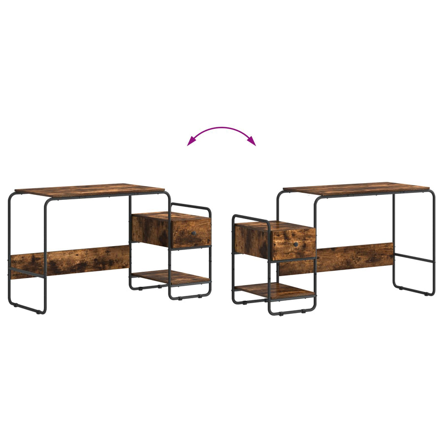 Bureau met opbergruimte Gerookt eiken 131,5 x 50 x 75,5 cm