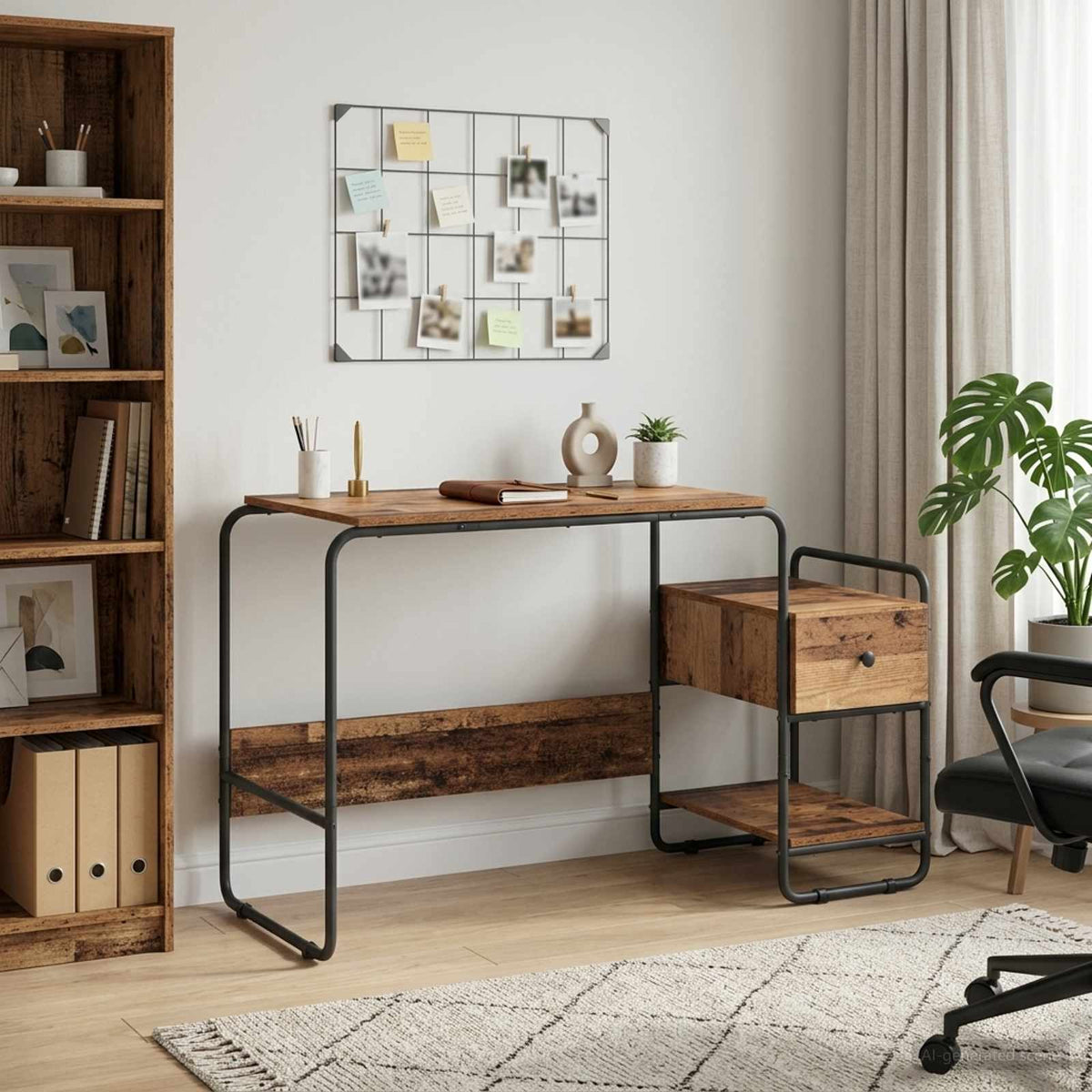 Bureau met opbergruimte Oud hout 131,5 x 50 x 75,5 cm