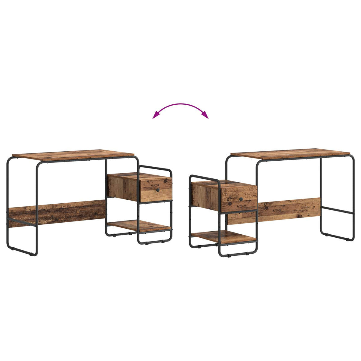Bureau met opbergruimte Oud hout 131,5 x 50 x 75,5 cm