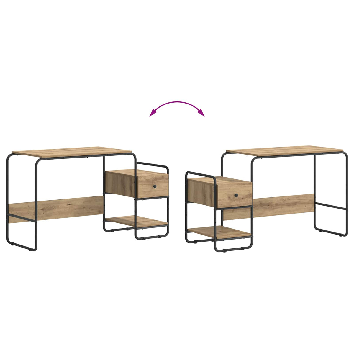 Bureau met opbergruimte Artisanaal eiken 131,5 x 50 x 75,5 cm