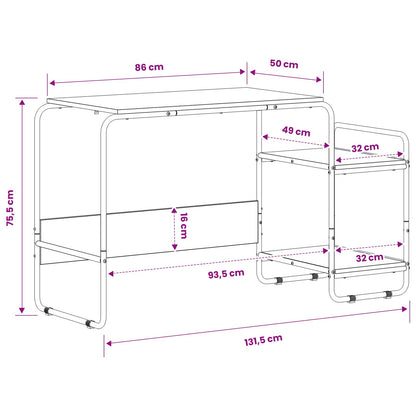 Bureau met opbergruimte Zwart eiken 131.5 x 50 x 75.5 cm