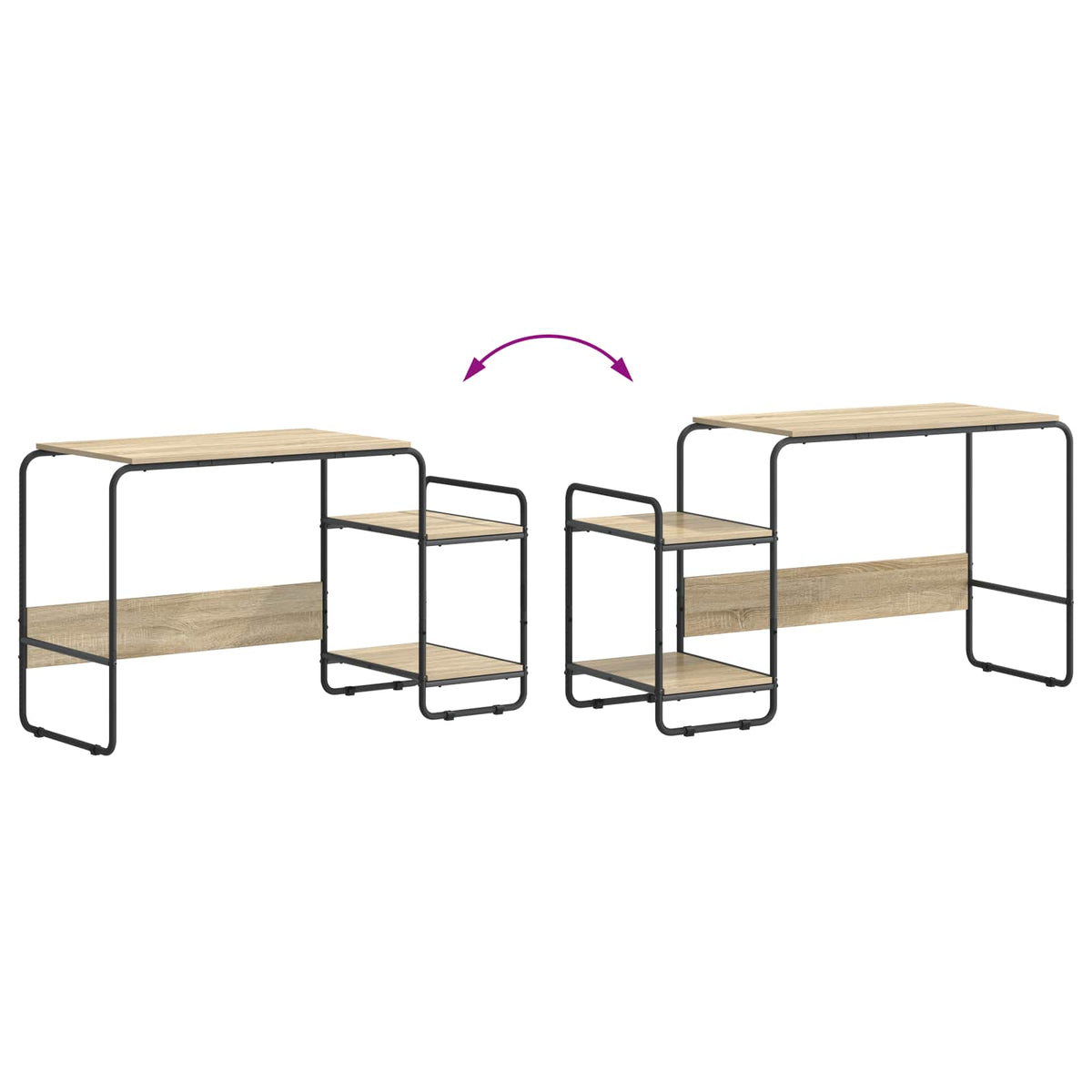 Bureau met opbergruimte Sonoma Eiken 131.5 x 50 x 75.5 cm