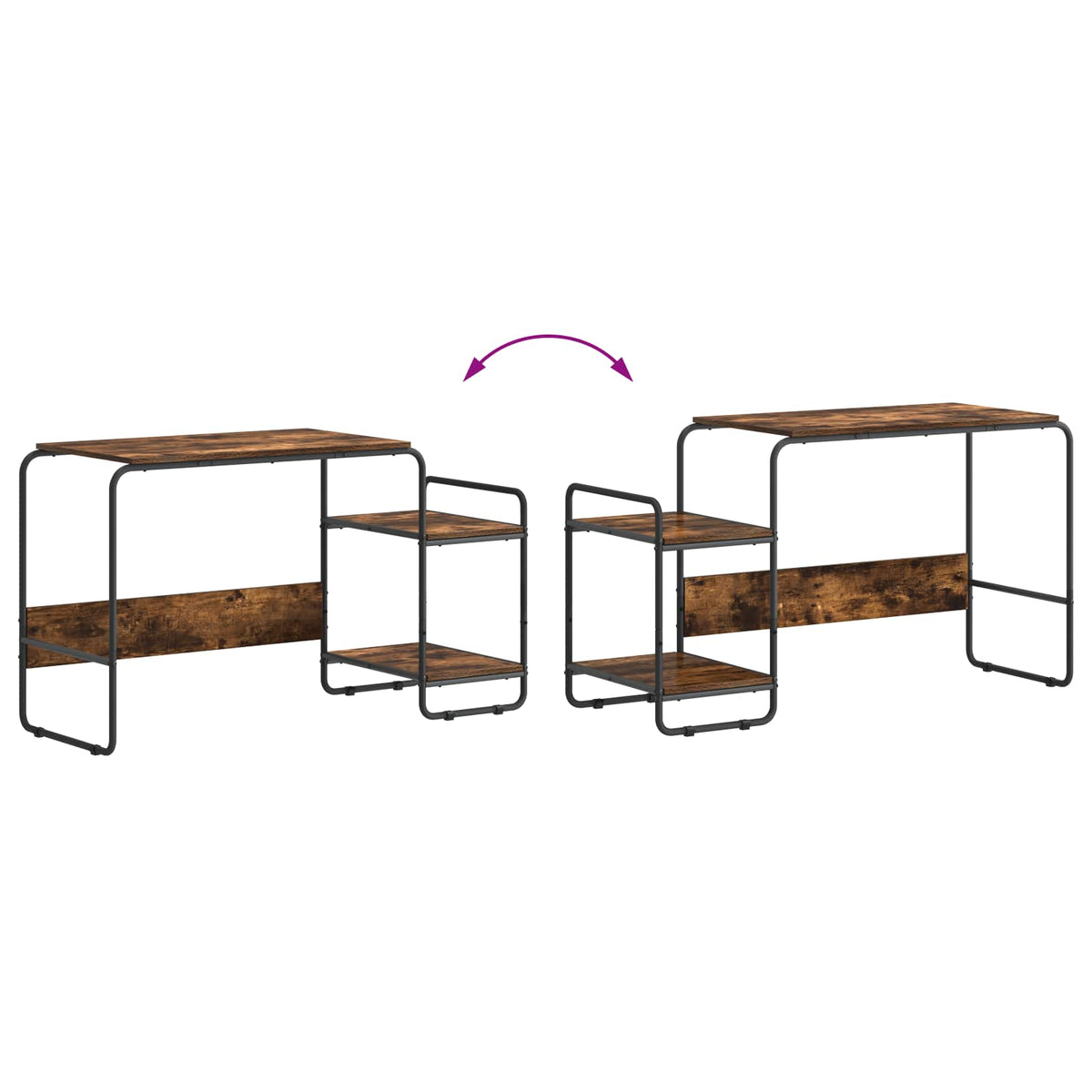 Bureau met opbergruimte Gerookt eiken 131.5 x 50 x 75.5 cm