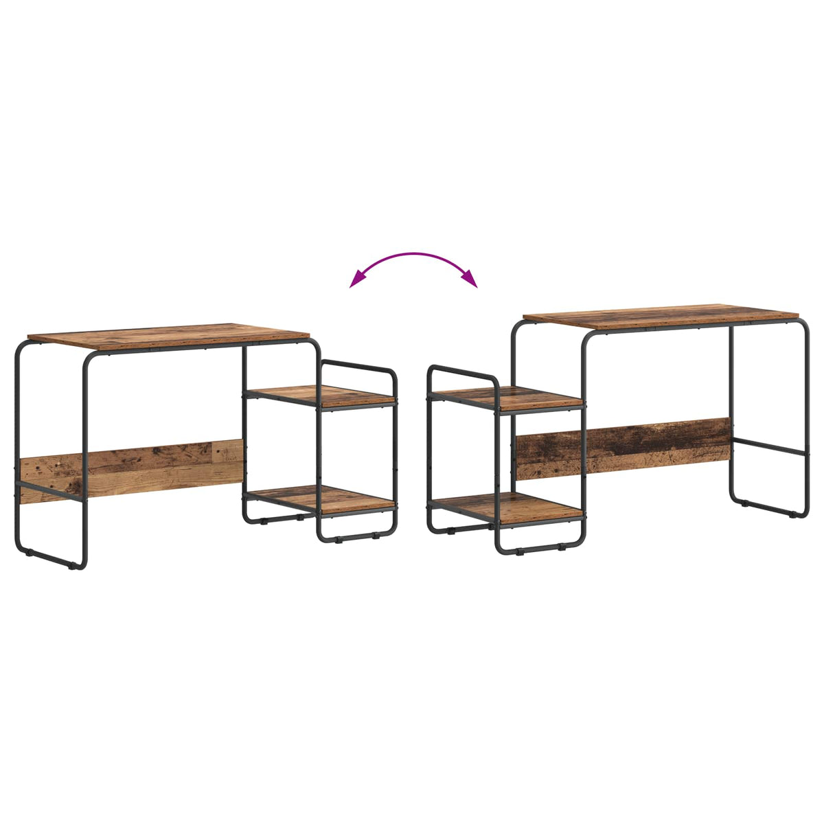 Bureau met opbergruimte Oud hout 131.5 x 50 x 75.5 cm