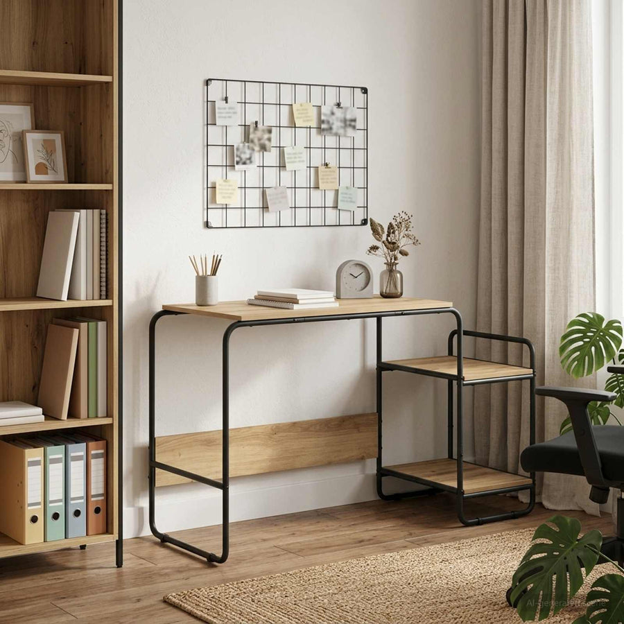 Bureau met opbergruimte Artisanaal eiken 131.5 x 50 x 75.5 cm