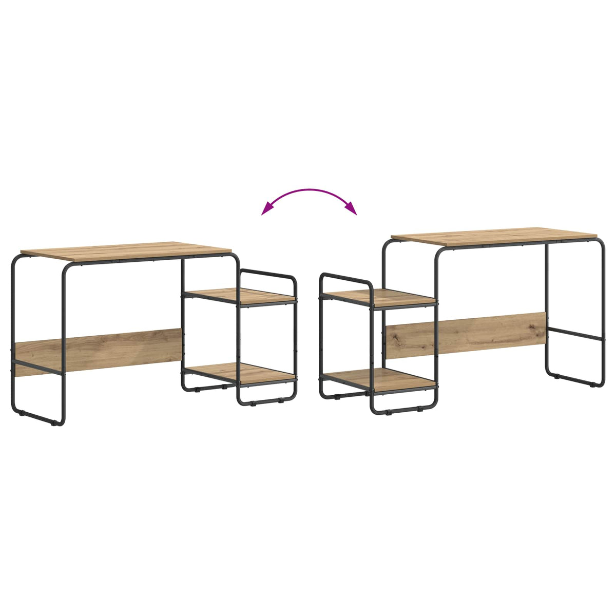 Bureau met opbergruimte Artisanaal eiken 131.5 x 50 x 75.5 cm