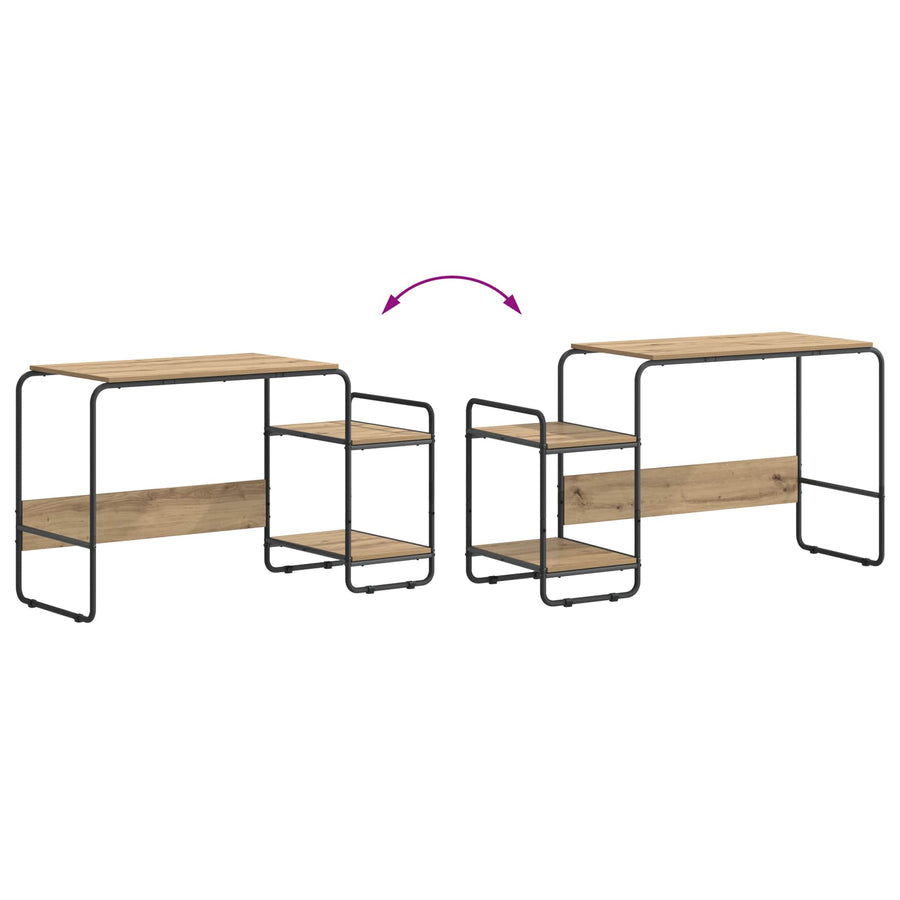 Bureau met opbergruimte Artisanaal eiken 131.5 x 50 x 75.5 cm
