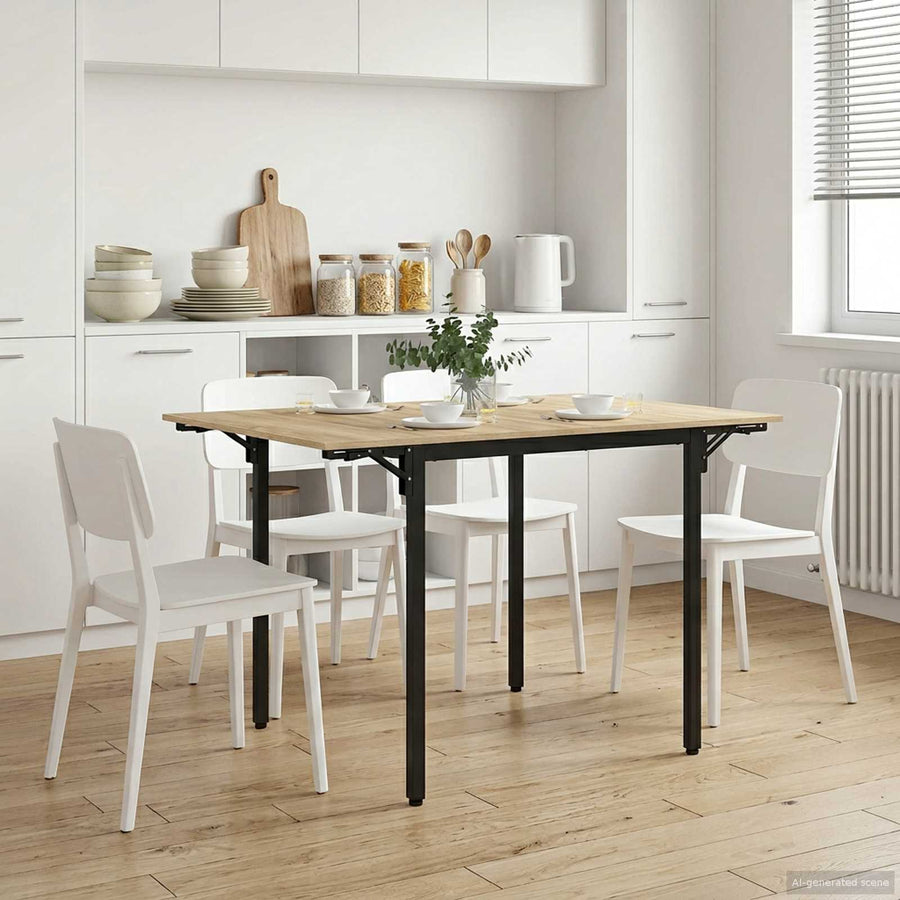 Uitschuifbare eettafel 120 x 81,5 x 75 cm Bewerkt hout