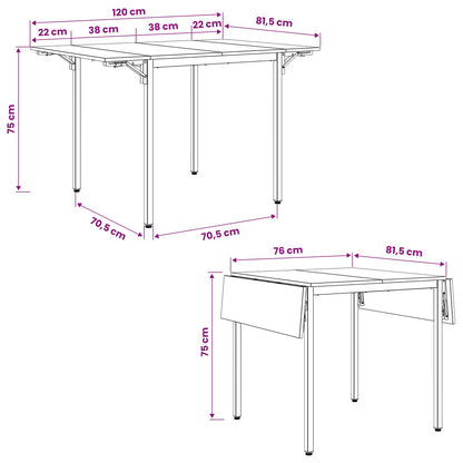 Uitschuifbare eettafel 120 x 81,5 x 75 cm Bewerkt hout
