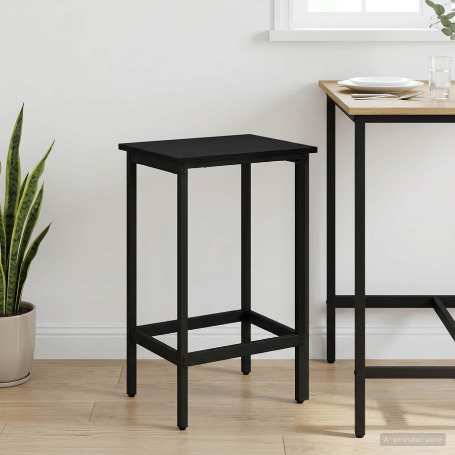 Barkruk Zwart eiken 40 x 32 x 64 cm Bewerkt hout