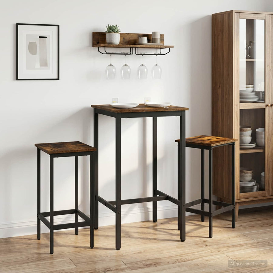 Barkruk 2 st Gerookt eiken 40 x 32 x 64 cm Bewerkt hout