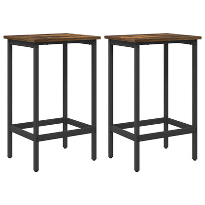 Barkruk 2 st Gerookt eiken 40 x 32 x 64 cm Bewerkt hout