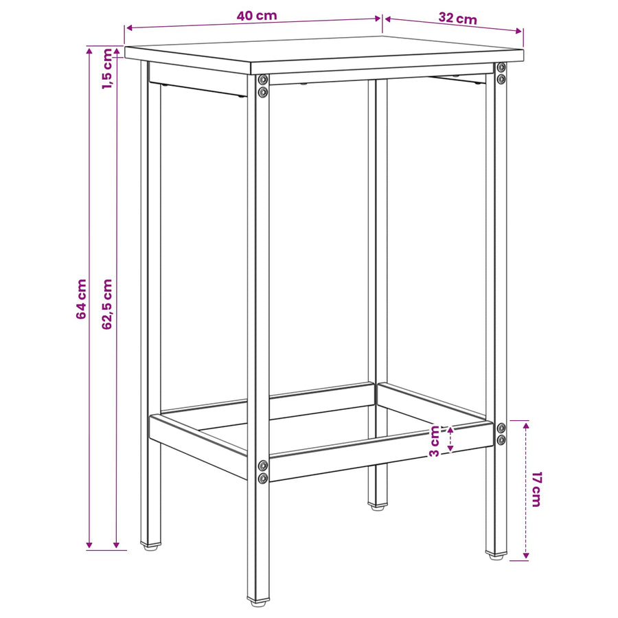 Barkruk 2 st Artisanaal eiken 40 x 32 x 64 cm Bewerkt hout