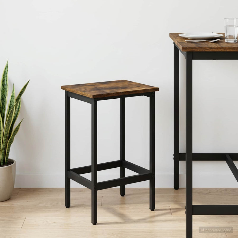 Barkruk Gerookt eiken 40 x 32 x 74 cm Bewerkt hout