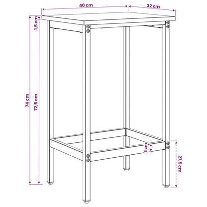 Barkruk Gerookt eiken 40 x 32 x 74 cm Bewerkt hout