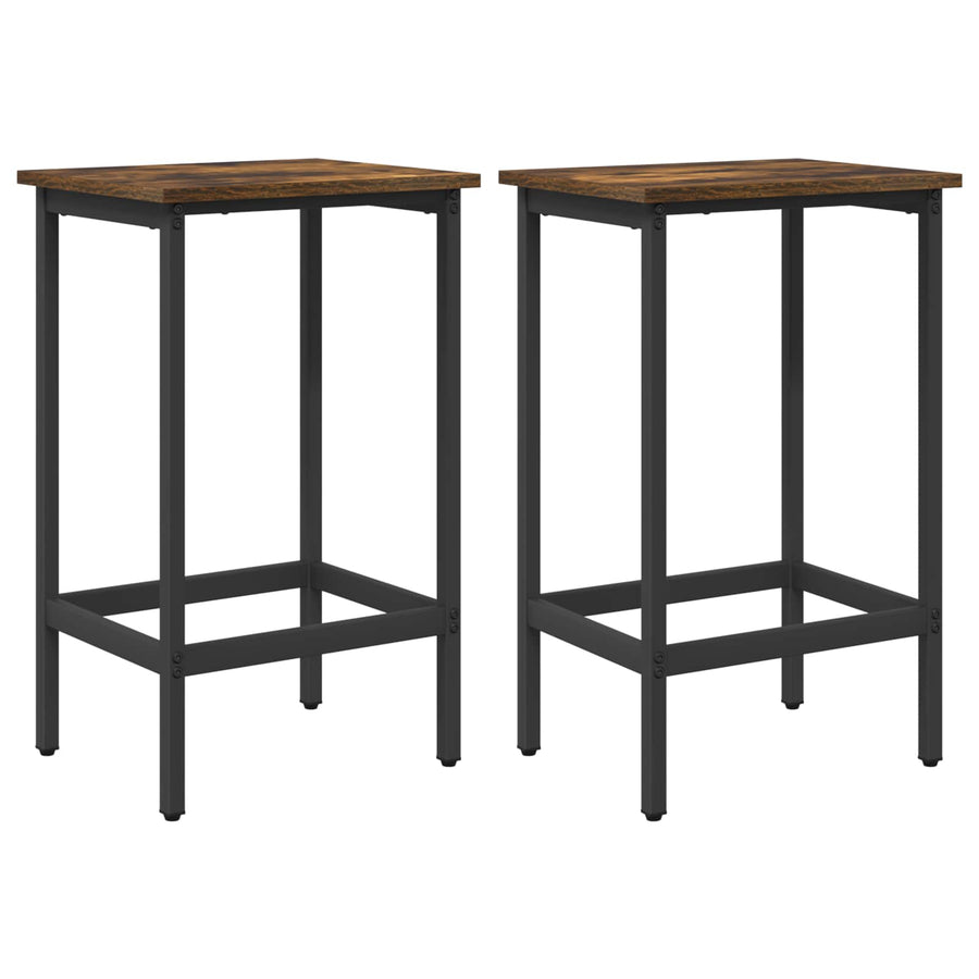 Barkruk 2 st Gerookt eiken 40 x 32 x 74 cm Bewerkt hout