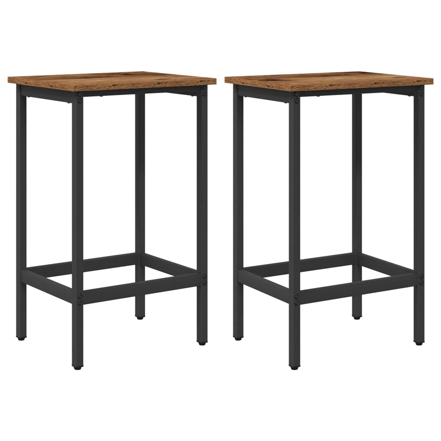 Barkruk 2 st Oud hout 40 x 32 x 74 cm Bewerkt hout