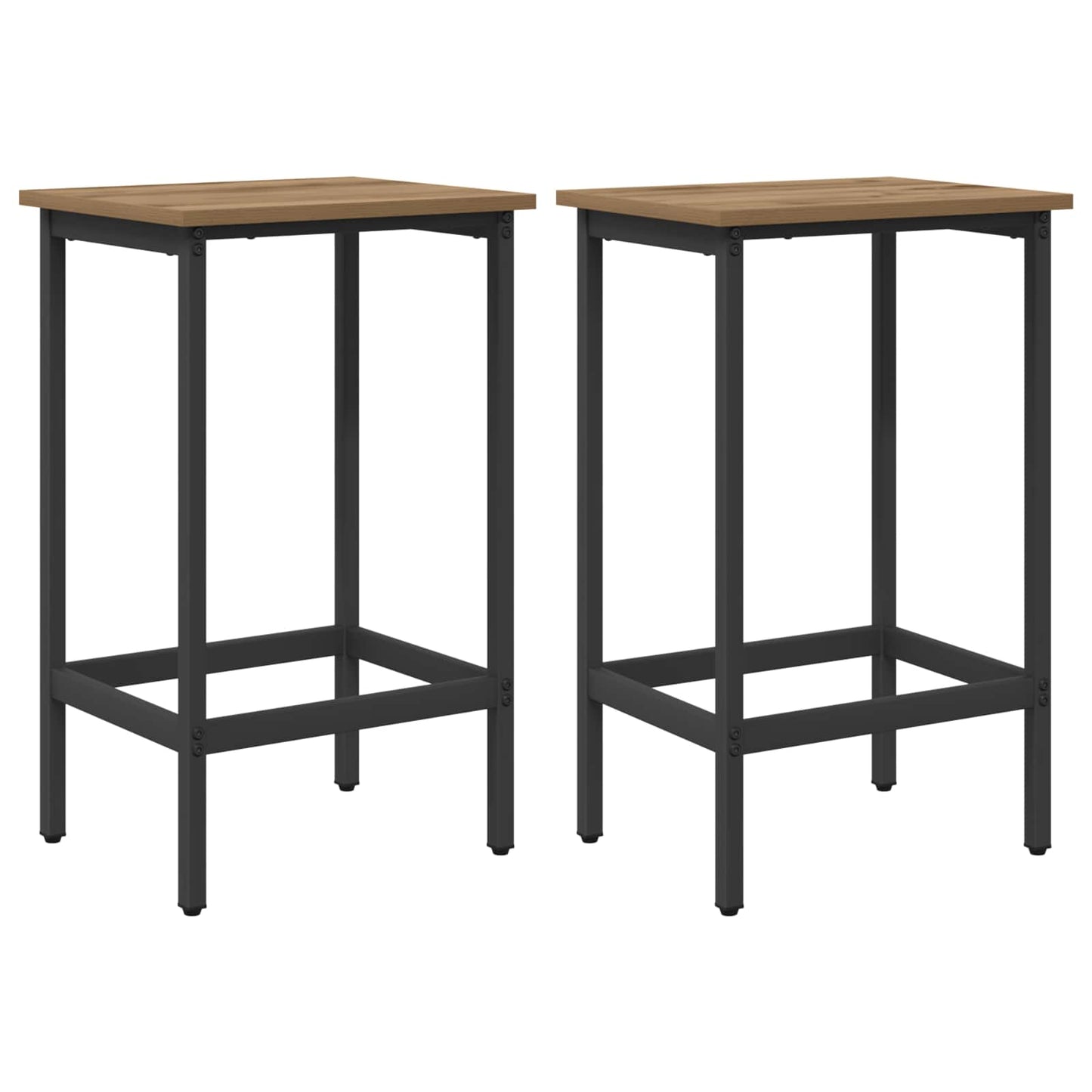Barkruk 2 st Artisanaal eiken 40 x 32 x 74 cm Bewerkt hout