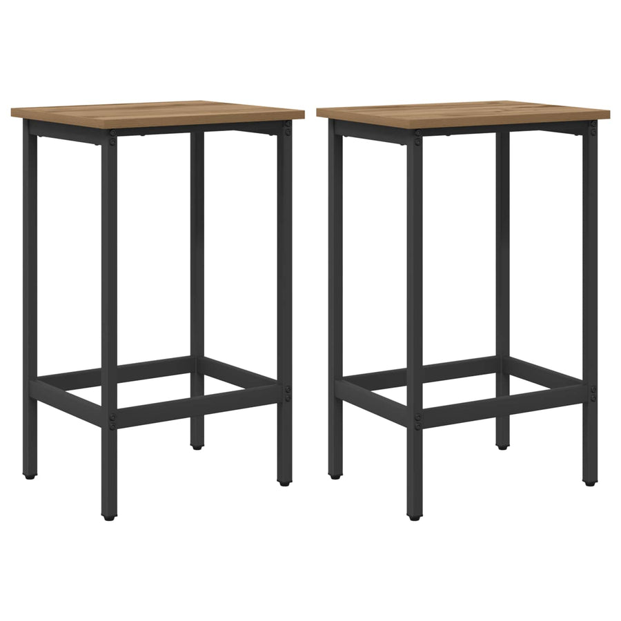 Barkruk 2 st Artisanaal eiken 40 x 32 x 74 cm Bewerkt hout
