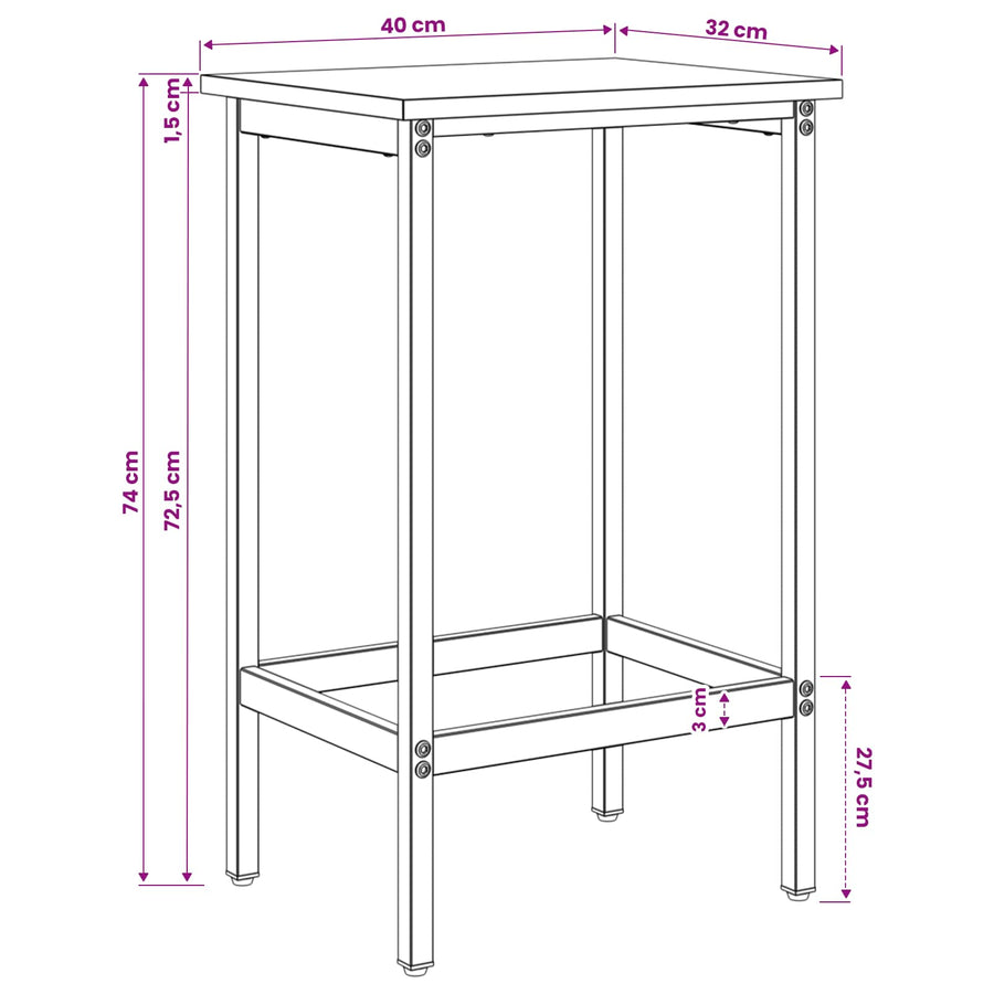 Barkruk 2 st Artisanaal eiken 40 x 32 x 74 cm Bewerkt hout