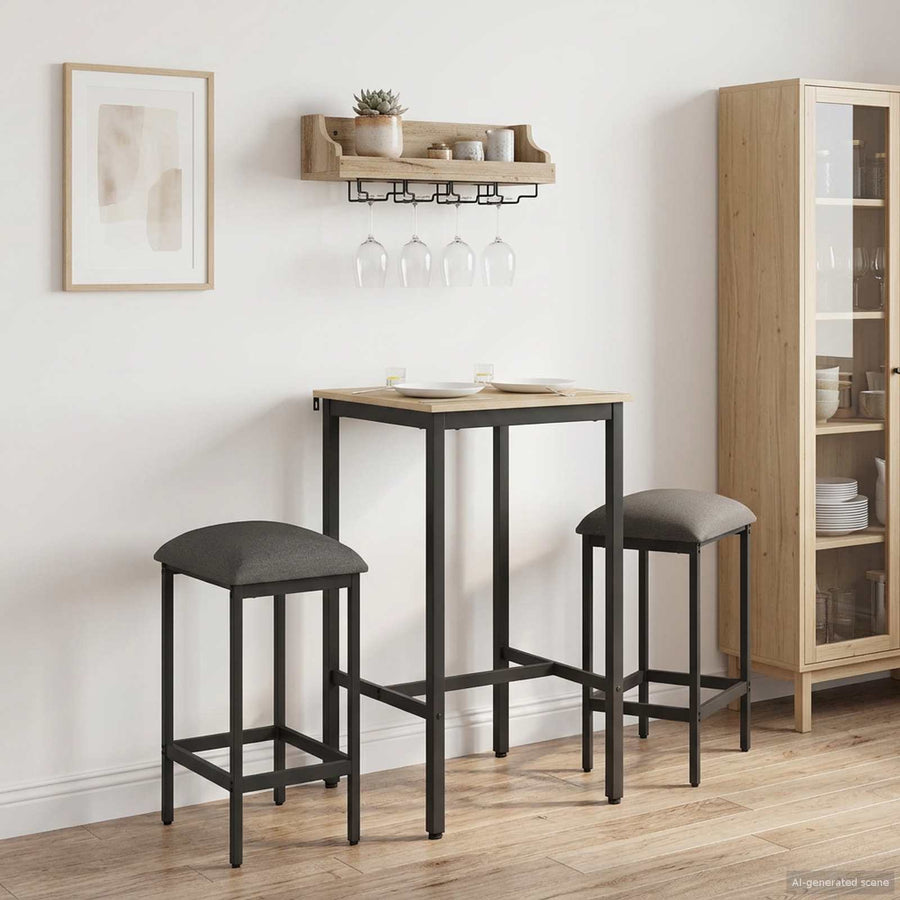 Barkruk 2 st Lichtgrijs 40 x 32 x 64 cm Bewerkt hout
