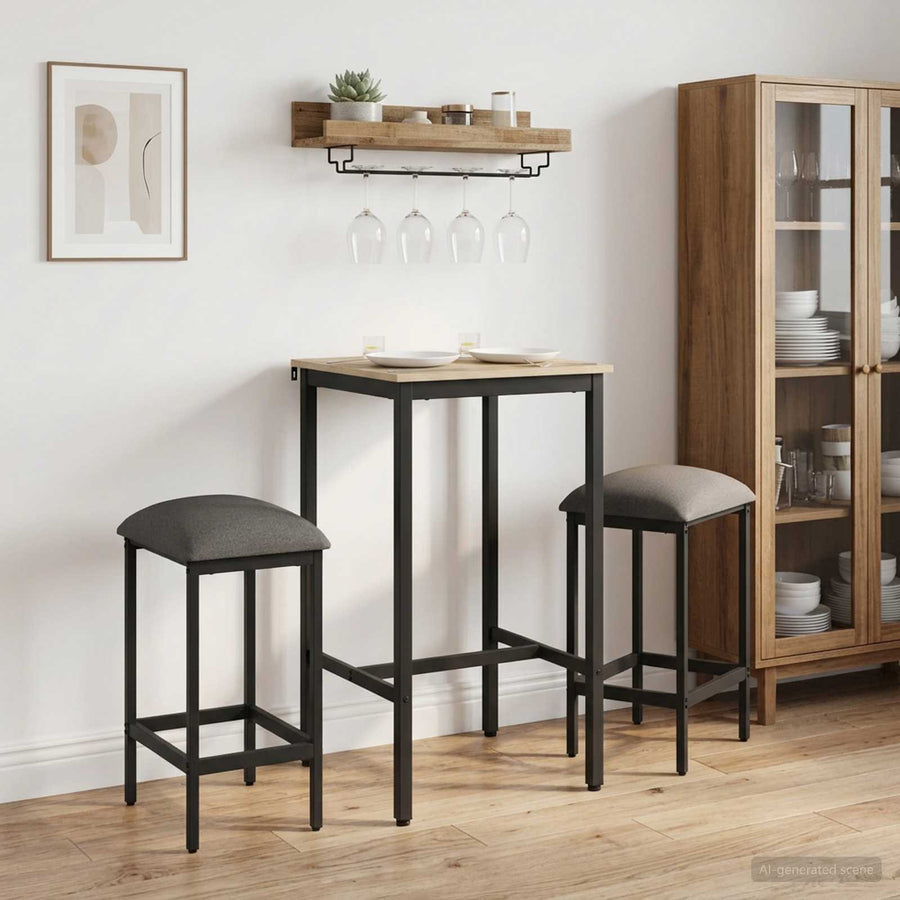 Barkruk 2 st Lichtgrijs 40 x 32 x 74 cm Bewerkt hout