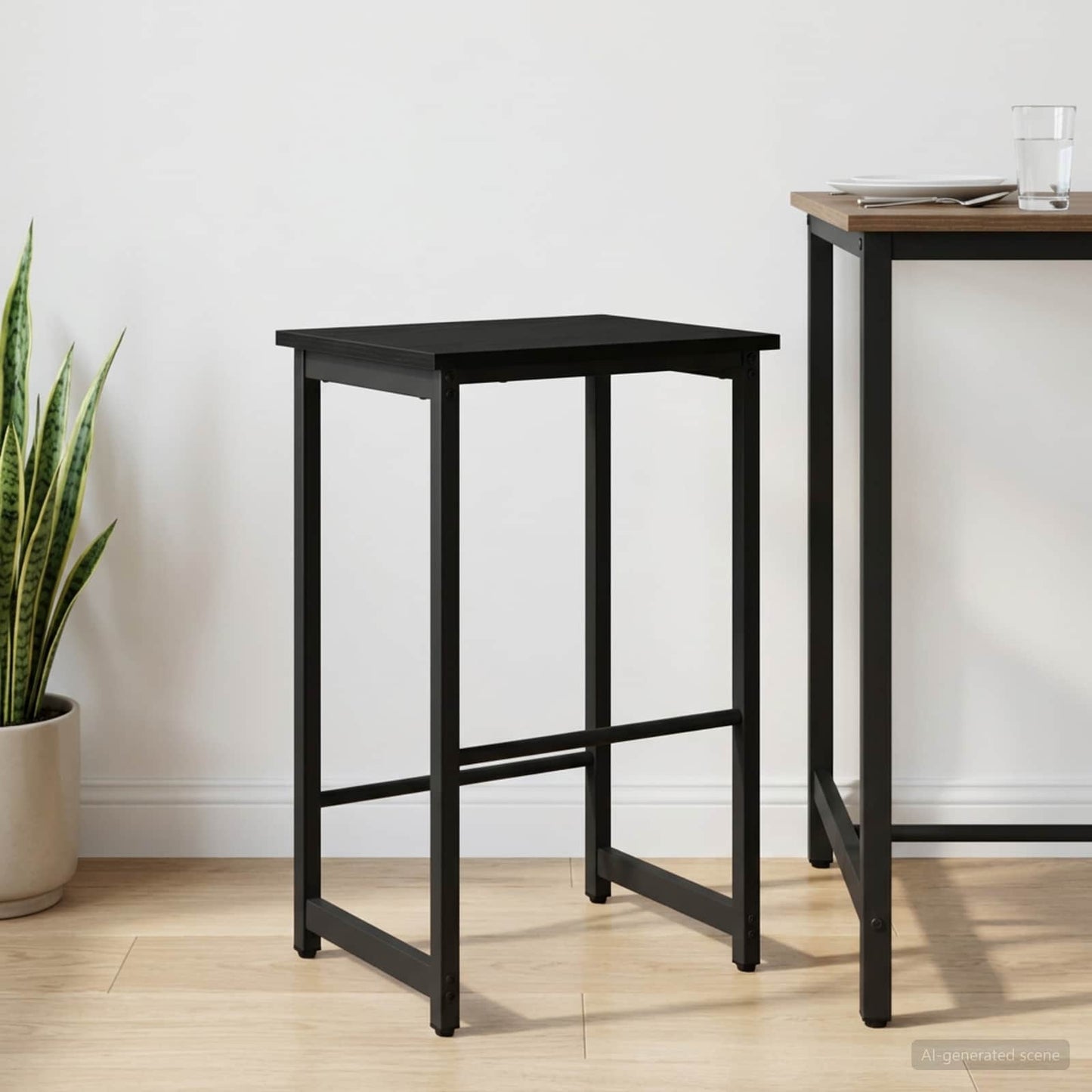 Barkruk Zwart eiken 40 x 32 x 64 cm Bewerkt hout