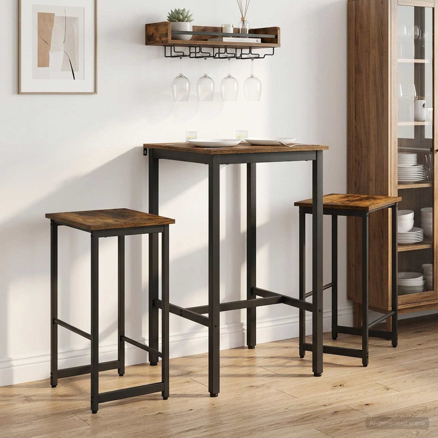 Barkruk 2 st Gerookt eiken 40 x 32 x 64 cm Bewerkt hout