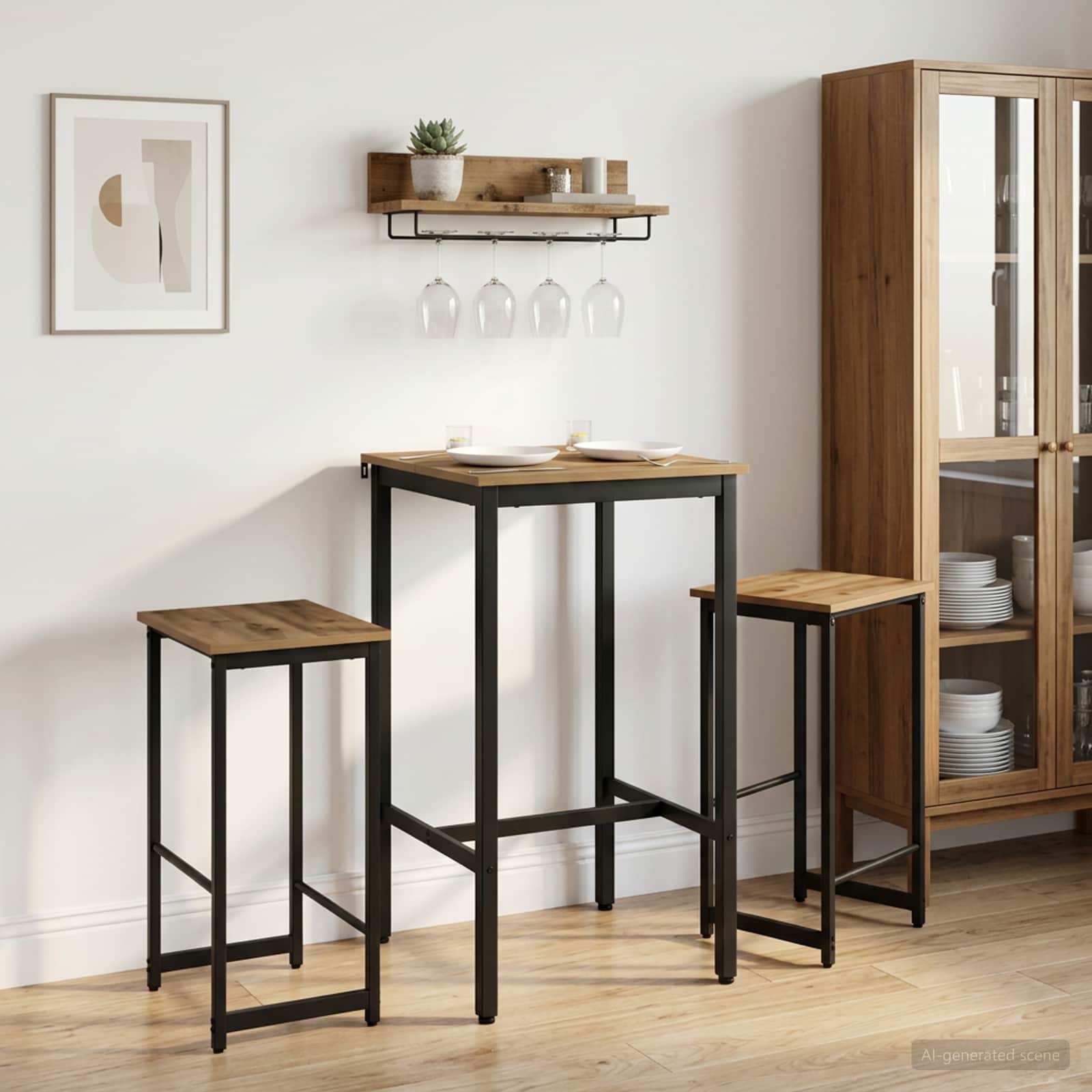 Barkruk 2 st Artisanaal eiken 40 x 32 x 64 cm Bewerkt hout