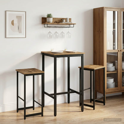 Barkruk 2 st Artisanaal eiken 40 x 32 x 64 cm Bewerkt hout