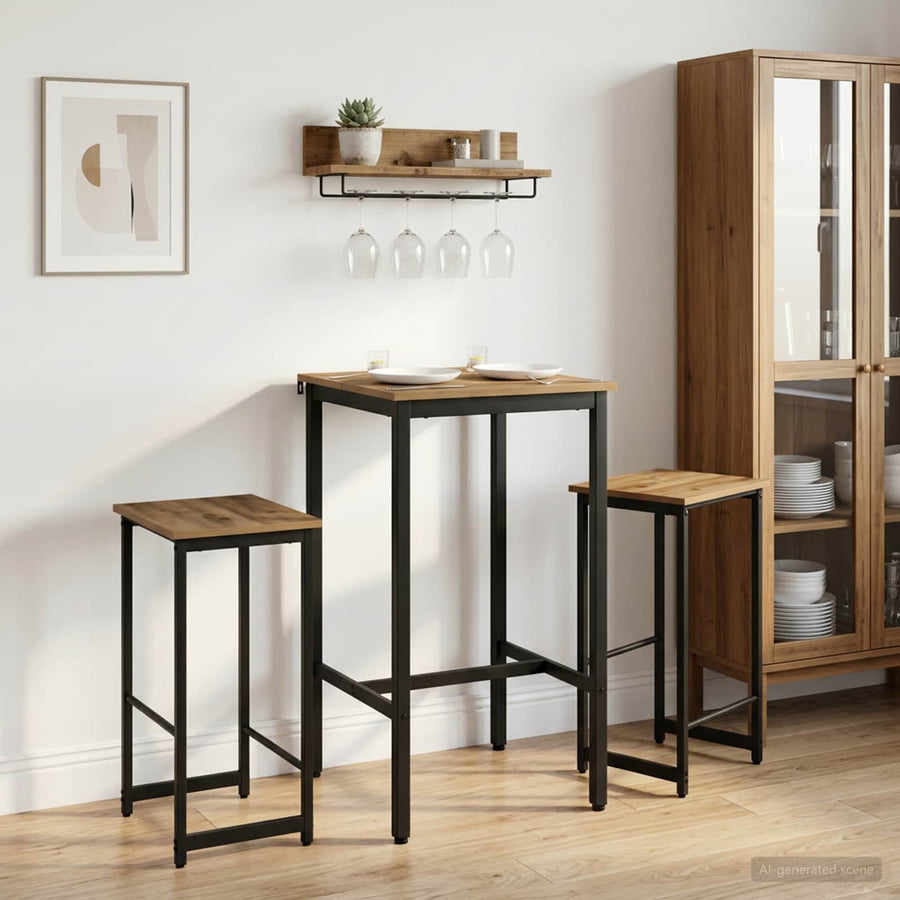 Barkruk 2 st Artisanaal eiken 40 x 32 x 64 cm Bewerkt hout