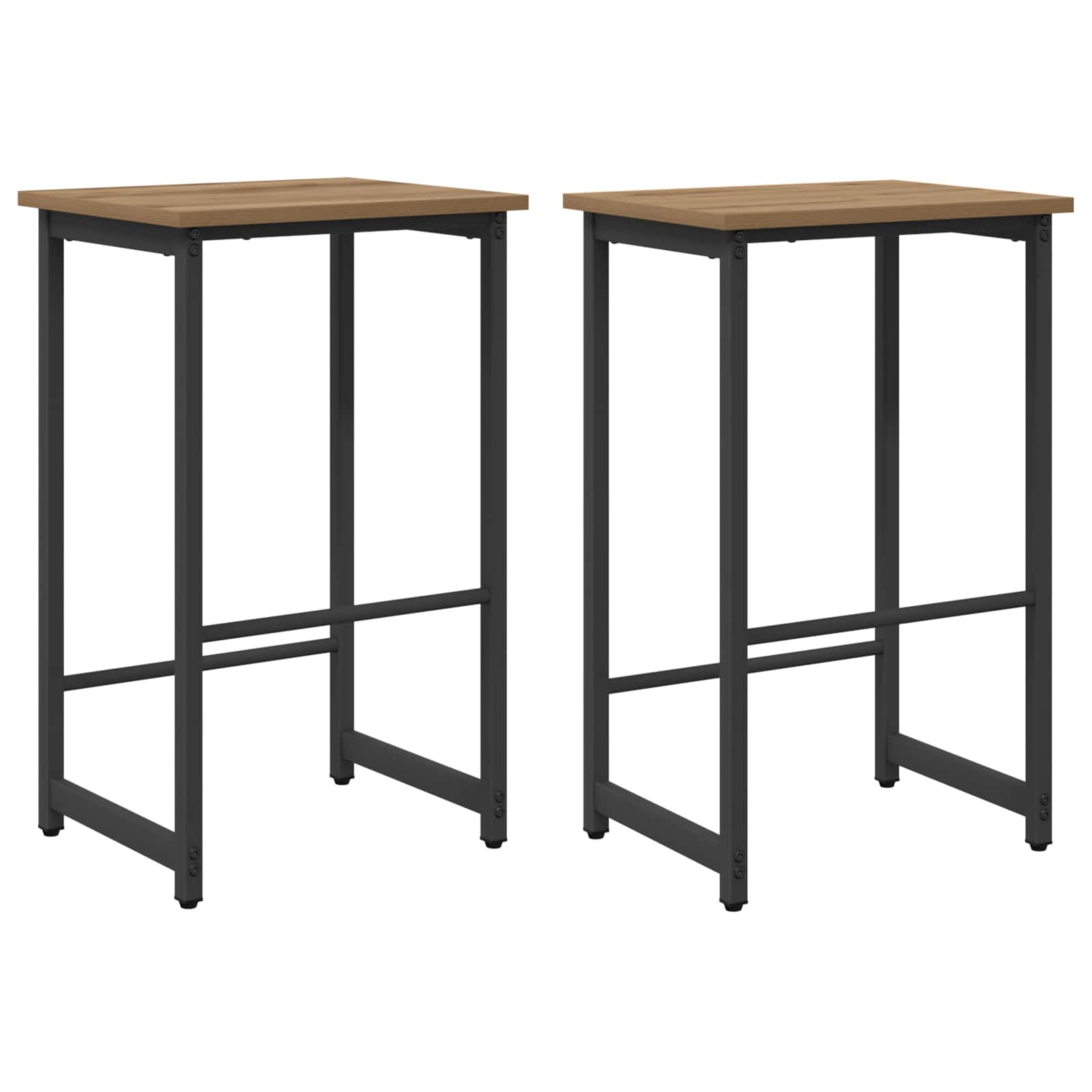 Barkruk 2 st Artisanaal eiken 40 x 32 x 64 cm Bewerkt hout