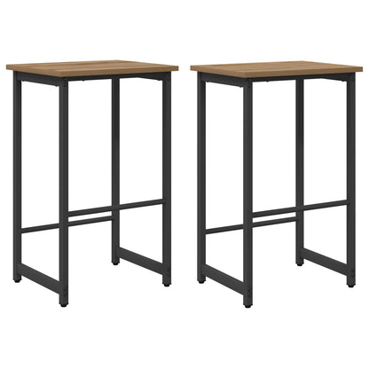 Barkruk 2 st Artisanaal eiken 40 x 32 x 64 cm Bewerkt hout