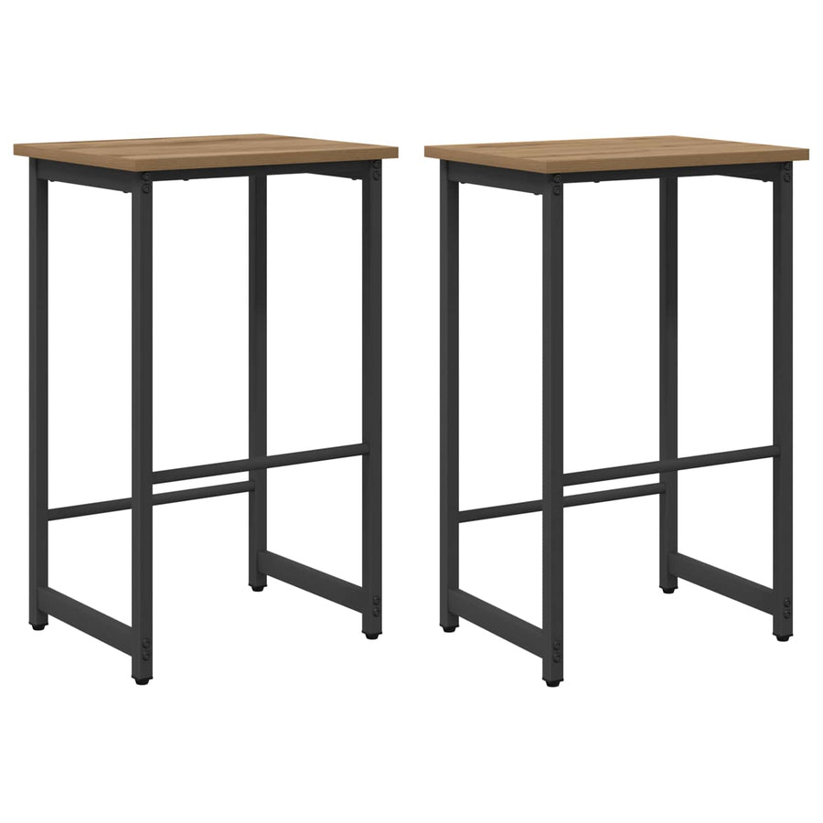 Barkruk 2 st Artisanaal eiken 40 x 32 x 64 cm Bewerkt hout