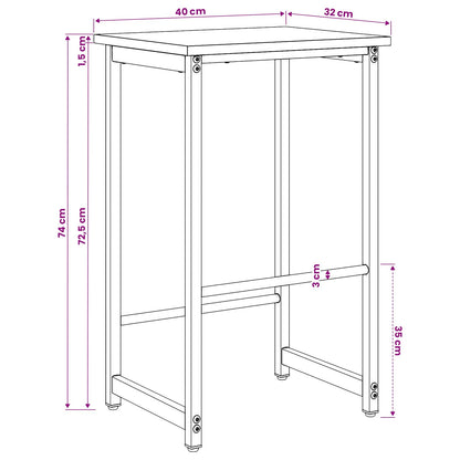 Barkruk Zwart eiken 40 x 32 x 74 cm Bewerkt hout
