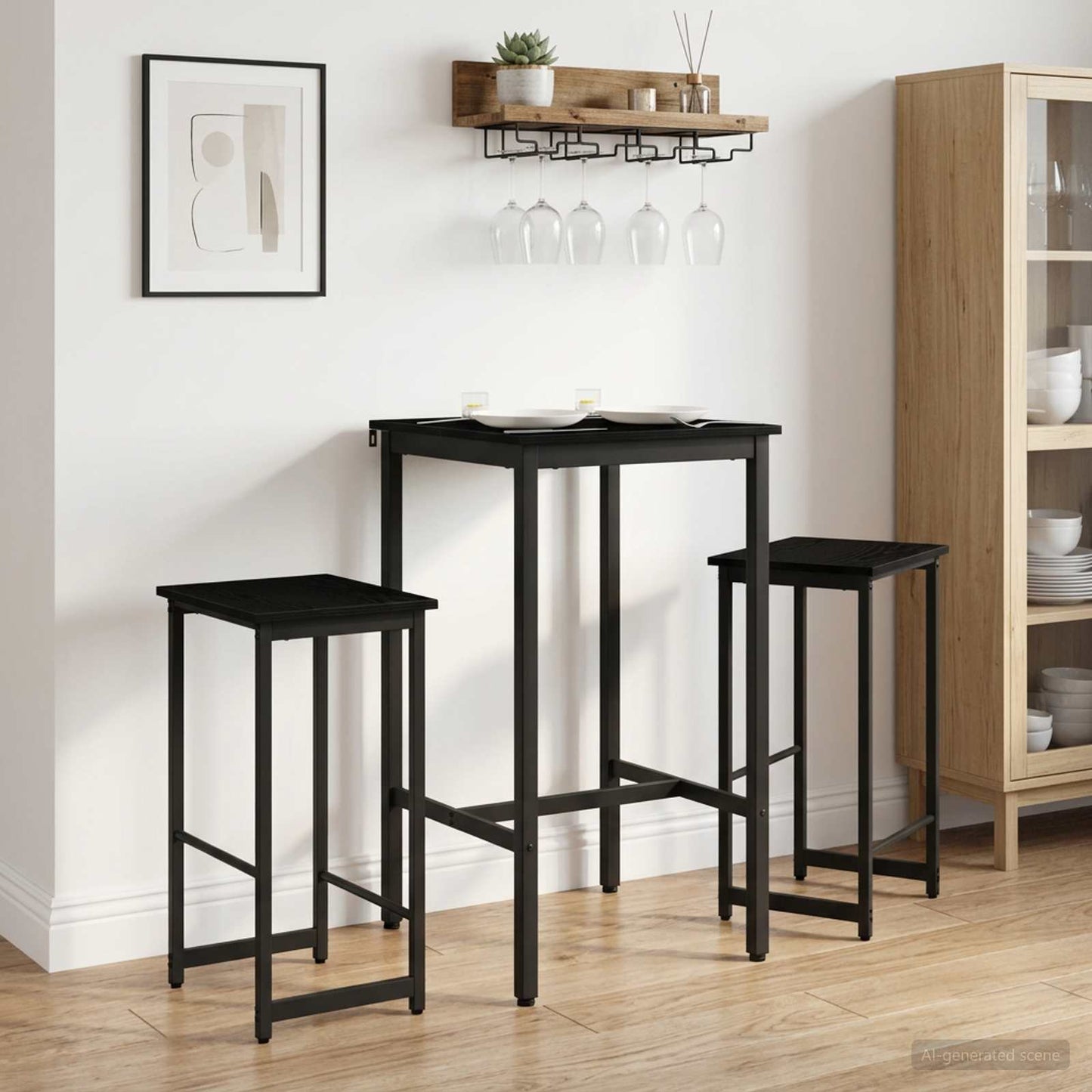Barkruk 2 st Zwart eiken 40 x 32 x 74 cm Bewerkt hout