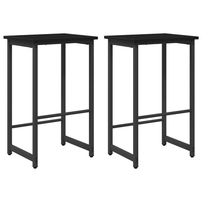 Barkruk 2 st Zwart eiken 40 x 32 x 74 cm Bewerkt hout