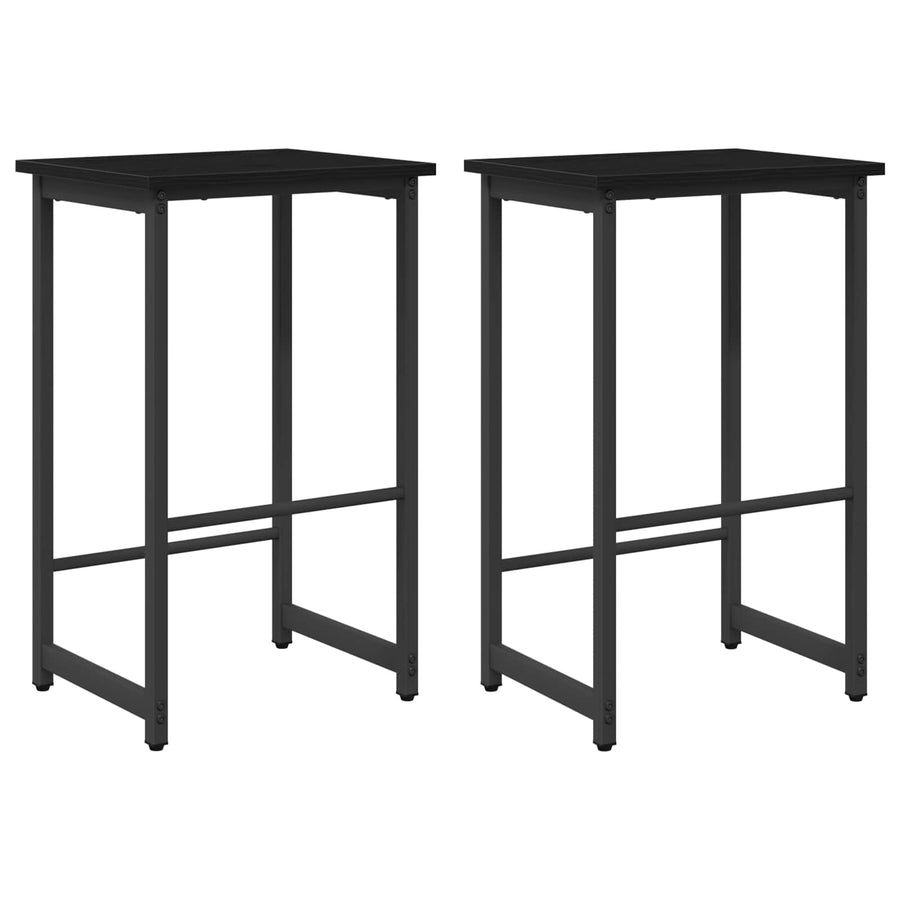 Barkruk 2 st Zwart eiken 40 x 32 x 74 cm Bewerkt hout