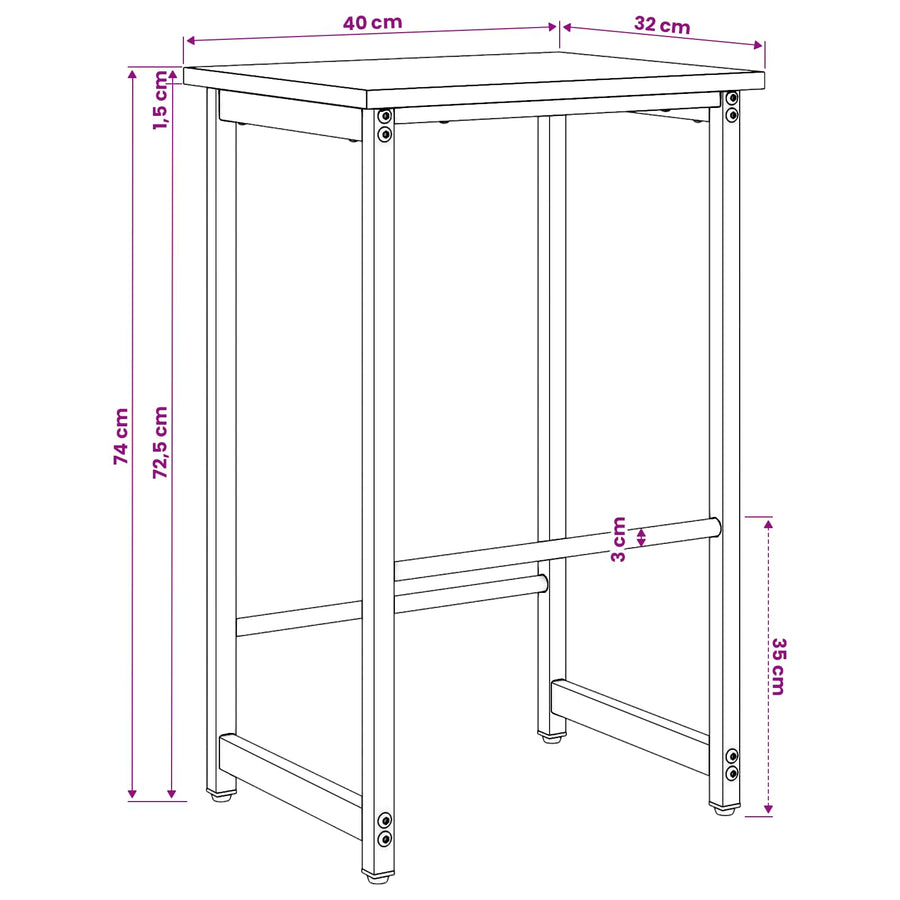 Barkruk Sonoma Eiken 40 x 32 x 74 cm Bewerkt hout